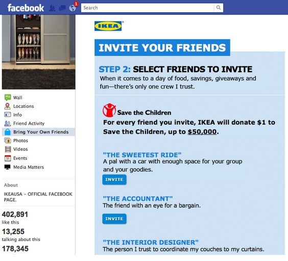 IKEA Saves the Children When Facebook Fans Invite Friends to Shop - Selfish Giving-1
