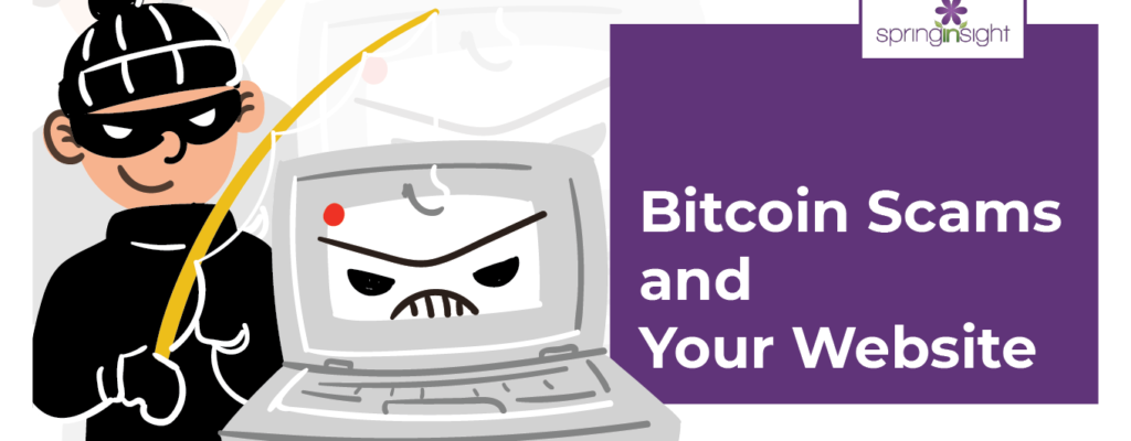 Burglar holding a fishing rod in front of a computer_concept for bitcoin scam