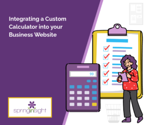 Businesswoman in polka dots marking tasks on in a checklist, business calculator behind her