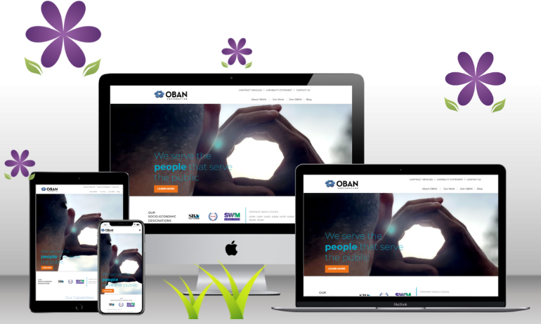 Mockup of OBAN Corporation website on various devices