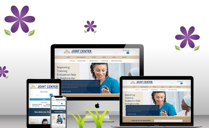 Mockup of Joint Center website on desktop, tablet, and mobile phone
