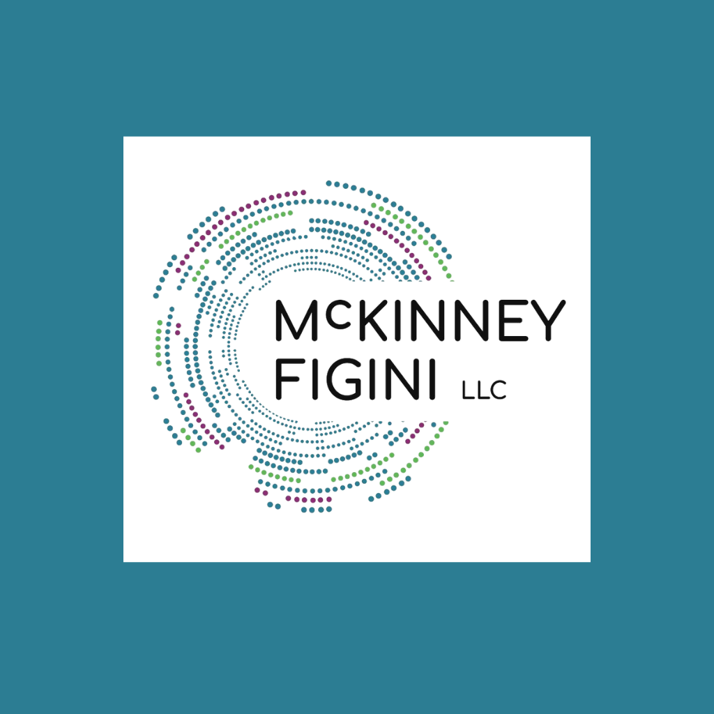 McKinney Figini Logo on blue background